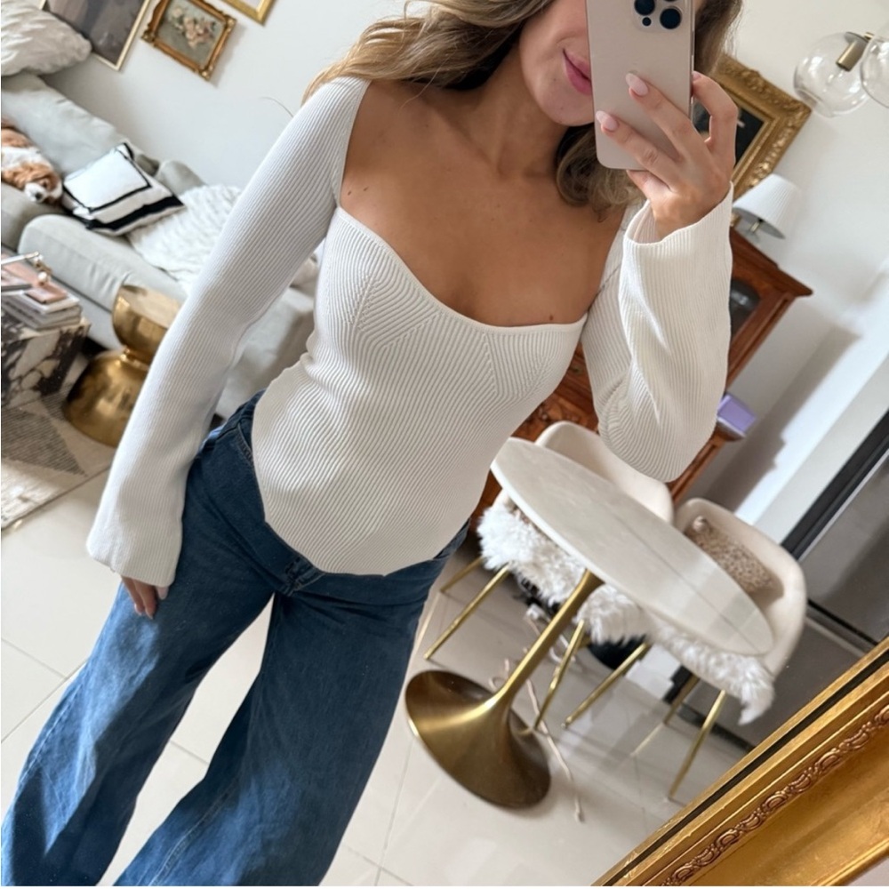 Commense White Ribbed Knit Top - Picture 6 of 6